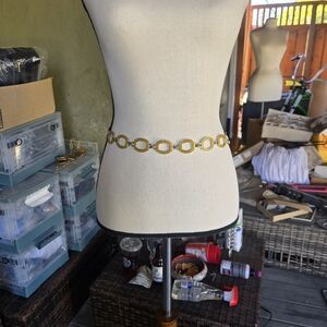 Gold & Yellow Geometric Link Chain Belt Adjustable Waist Statement